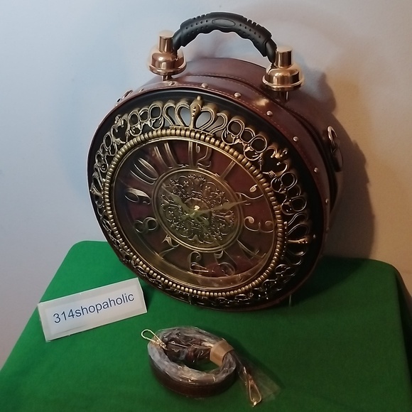 Brown / Gold Fully Functional Clock Purse (With Detachable Strap) - Picture 3 of 9